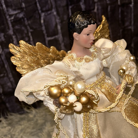 Golden Holiday Christmas Angel Topper African American 14” - Picture 3 of 13
